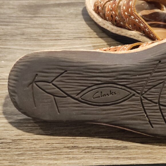 Clarks Artisan leather upper slipper brown women's size 8M - Picture 11 of 12
